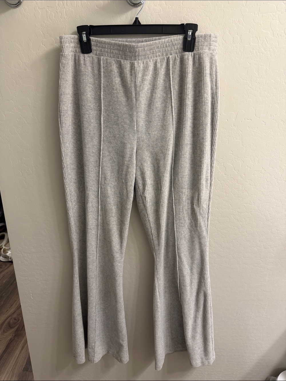 aerie Ribbed Wide-Leg Pants in Light Gray